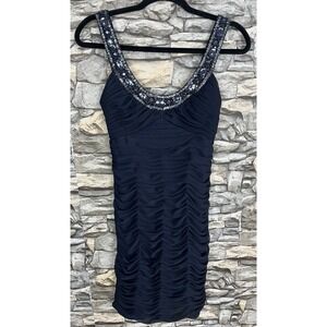 Cache‎ Y2K Navy Blue Ruched Short Cocktail Dress Sz 2